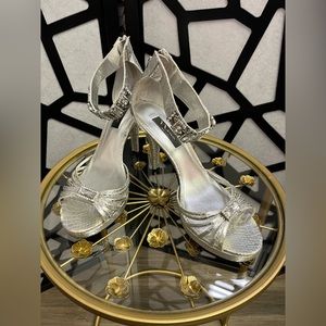 Nina silver jeweled heels